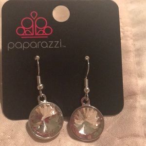 Silver earrings with circular gems